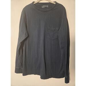 American Giant Shirt Mens L Dark Navy Washed Tee Long Sleeve Casual USA Made